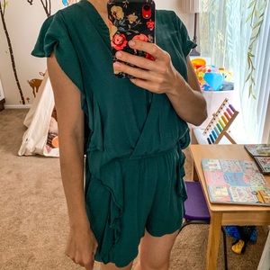 Green ruffled jumpsuit